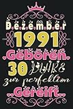 30. geburtstag geschenk frau: Alternative geburtstagskarte 30 / geschenkideen mädchen 30 jahre / 1991 geburtstag frau / Geburtstags fü