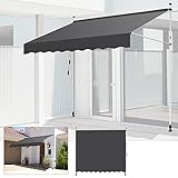 EINFEBEN Klemmmarkise Balkon, UV-beständig höhenverstellbar Einziehbar Klemmmarkise mit Handkurbel Höhenverstellbar, ohne Bohren, Polyester, 350 x 120 cm, G