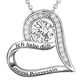 LOVORDS Damen Halskette Gravur 925 Sterling Silber Herz Kette Anhänger Liebesgeschenke für Frauen Freundin T