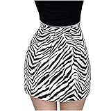 Shineshae Damen Sexy kurzer Minirock, Frauen Mädchen kurzer hoher Taillenrock, Zebradruck, Leopardenmuster, Farbverlauf, schwarzes PU-Leder, Mode Mädchenrock