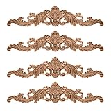 Trsnzul Holz Ornament 8 Stück Holz Schnitzerei Deko Holzornamente für Möbel Lange Geschnitzte Onlay Applique Unlackiert Applique Bastelholz ​Dekoration für Schrank Möbel Wanddek Bett Dek