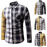 wuitopue Herren Hemden Verkauf Verkauf Verkauf Gentleman Langarm Strickjacke Knopf Bluse Gestreift Patchwork Shirts Tops UK Stock Winter Warm Tops Bluse EU Größe S-XXXXXL, schwarz 1, M