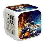 cluis Naruto Shippuden Wecker, 7-farbiger digital beleuchteter LED-Wecker mit Uhrzeit, Wecker, Datum, Wochentag und Batteriebetrieb(Style 7)