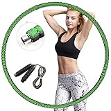 eisaro Hula Hoop Reifen Erwachsene, 8 Segmente Abnehmbarer Fitness Hoola Hoop Reifen, Weighted Hula Hoop zur Fitness/Abnehmen/Massage/Ausbildung, Verschenken Springseil,Green-Grey