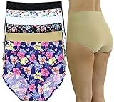 ToBeInStyle Damen 6er Pack Hohe Taille Nahtlos Basic Laser Cut Panties, 6 Pack: Prints & Solids Herzen Federn Garten Bloom, X-Larg