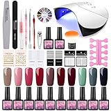 Saint-Acior 36W UV +LED Nagellampe Starterset 10x Gel Lacken für UV Nageldesign Gelnägel Nagelset uv Gel Lacken S