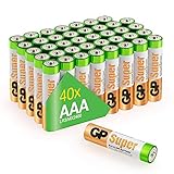 GP Batterien AAA 1,5V Super Alkaline Longlife Technologie, Vorratspack 40 Stück Micro AAA Batterien in praktischer 'Briefkasten-tauglicher' Versandverpackung