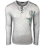 Herren T-Shirt Langarm Longshirt Muster Druck Style 101 Mix, Größe:L, Model:10139 G