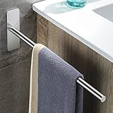 Gsocel Handtuchhalter Stange Ohne Bohren 304 Edelstahl Selbstklebende Badetuchhalter Habdtuchhalterung Wandmontage Handtuchstange Einarmig für Badezimmer und Küche Silb