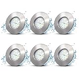 Allesgute LED Einbaustrahler Ultra Flach 230V 5W IP44 LED Spot Set Warmweiß 500lm LED Einbauleuchten Mini Rund Matt Nickel Slim 30mm Bad Deckenspot Einbauspot f. Loch Ø 60mm -6er S