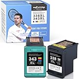 myCartridge SUPRINT 338 XL 343 XL Patronen Ersatz für HP 338 343 XL kompatibel für HP deskjet 5740 6540 6520 photosmart 2610 c3180 2575 2570 officejet 2710 100 470 1600 7310 7410 7100(Schwarz/Farbe)