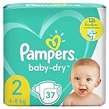 Pampers Baby-Dry Größe 2, 37 Windeln, bis zu 12 Stunden Rundum-Auslaufschutz, 4-8kg