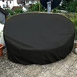 Sonneninsel Schutzhülle Rund 190cm Schwarz Premium WASSERDICHT Liegeinsel Liege Abdeckplane Abdeckung Plane Rattan Garten Möbel Haube Hü