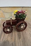 Weidengeflecht zum Bepflanzen 8 verschiedene Varianten Handgefertigt Blumentopf Weidenkorb Rattan Pflanzkübel Pflanzgefäß Pflanzschale Pflanzkasten Übertopf Blumenkasten (Traktor dunkel braun)