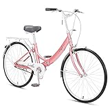 DODOBD Folding Foldable Adjustable City Bike Bicycles Carbonstahl Faltrad, Vordere V Bremse Und Hintere Bremse, Erwachsene Tragbares Fahrrad Stadtfahrrad Singlesp