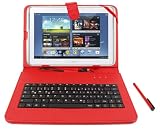 DURAGADGET Schutzhülle mit Lederoptik rot Deutsche Tastatur Micro USB & Standfunktion Funktion für Samsung Galaxy Tab 3 10.1 25,4 cm GT-P5210 GT-P5200 GT-P5210ZWATPA - (Goldbraun, WI-FI) P5200 + 16 GB