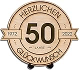 DARO Design - Holzscheibe graviert - 50 Jahre - Größe 20cm- Geschenk zum Jubiläum, 50 Geburtstag, Jahrestag - Herzlichen Glückw