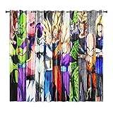 HNTECLR Anime Dragon Ball Verdunkelungsvorhang-Set, 3D-Druck Dragon Ball Super Saiyan Vorhänge Blickdicht Für Dekoration Kinderzimmer Schlafzimmer (26,280x245 BxH)