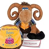 Amek Toys Personalisiertes Geschenk zum Geburtstag für Widder 20cm, Plüschtier Widder, Geschenk für Mann, Geschenk für Frau, Geschenk fü