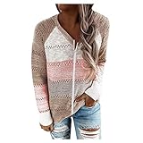 HHOP Damen Hemd braun Oberteil Damen Trachtenbluse Schulterfreies top Damen Pullover Lange Oberteile für Leggings langes Hemd Damen herbstoutfits Damen Bluse Spitze D