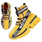 WEITE Turnschuhe Herren high top Sneakers Herren Mode Sportschuhe Sneakers Leichte Wanderschuhe Atmungsaktiv lässige Turnschuhe(42,Gelb)