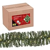 Idena 31854 - LED Tannen-Girlande mit 160 LED in Warmweiß, mit 8 Stunden Timer Funktion und Transformator, ca. 10 m lang, als Dekoration zur Adventszeit und zu W