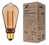 greenandco® Vintage Design LED Lampe im Retro Stil zur Stimmungsbeleuchtung E27 ST64 Edison Glühbirne, 4W 200lm 1800K extra warmweiß 320° 230V flimmerfrei, nicht dimmbar 2 Jahre G