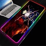 Gaming Mauspads Fullmetal Alchemist LED Licht Schreibtischmatte RGB Tastaturmatte Bunte wasserdichte Computer Gamer Mousepad 14 Lichtmodi 1000X500