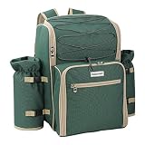anndora Picknickrucksack 4 Personen mit integrierter Kühltasche grün inkl. 29-teiliges Zubehö
