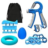 MoKo Handtrainer 6er Set, Unterarmgriff Trainingsset Unterarmtrainer mit Zählfunktion Verstellbarer Fingertrainer mit Trainingsring Griffball für Muskelaufbau Krafttraining Sportler - B