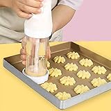KENANLAN Gebäckpresse, Elektrisch Plätzchenpresse Garnierspritze Gebäckspritze Kekshersteller Keksmaschine Kekspresse DIY Backzubehör Garnierspritze mit 12 Schablonen und 4 Tüllen für Kuchen Kek