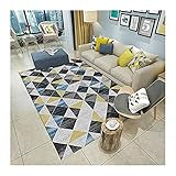 Siunwdiy Gelber blau Grauer Matter Teppich, geometrische abstrakte Musterdesign, antistatisches florales Sofa, moderner Teppichraub-Interieur,200X300cm(79X119inch)