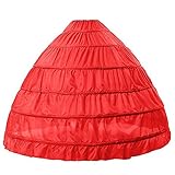 BEAUTELICATE Petticoat Reifrock Unterröcke Damen Lang Fur Brautkleid Hochzeitskleid Vintage Crinoline Underskirt., Rot, Einheitsgröß