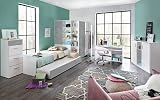 lifestyle4living Jugendzimmer, Jugendmöbel, Teenagerzimmer, Kinderzimmer, Junge, Mädchen, komplett-Set, alpinweiß, 5-TLG, Beton lichtg
