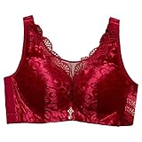 BH Damen Ohne Bügel Push Up BH Damen gepolstert Schlaf BH bequemer Büstenhalter V-Ausschinitt breite Träger Lace Bra Vollschalen Bralette Spitze Minimizer BH Jeden Tag BHS Top für F