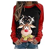 WWricotta Weihnachtskleid Weihnachts Mini Pulloverkleid Mit Pailletten Weihnachtselch Rentier Elch Druck Hoodie Kleid Herbst Winter Langarm Pullover Kleid Weihnachtspullover Sw