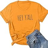 Hey Y'all Damen-T-Shirt, lustig, spanische Sprache, Persönlichkeit, Buchstaben, Hemd, Baumwolle, kurze Ärmel, gelb, M