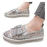 Dasongff Damen Sneakers Bowknot Plattform lässige Schuhe Faule Slip-on Freizeitschuhe Beilaufig leichte Wanderschuhe Walkingschuhe Sommerschuhe Damenschuhe Plateau Freizeit Slipper Halb