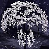 Kopfschmuck und Ohrringe aus Strass 2er-Set Silber Braut Haarschmuck Hochzeit - Damen Hochzeitsschmuck Haar Schmuck - Mädchen Haarreife Proms Stirnb