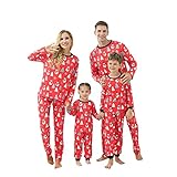 Weihnachtspyjama für Familie Damen Herren Kinder Baby Xmas Pjs Passende Nachtwäsche Sets Rot Karierte Hose Loungewear, B-Rot, 42