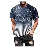 DRESCOKLJ T-Shirts für Herren Alltag Freizeit Casual Kurzarm T-Shirt Basic Kurzarmshirt T-Shirt mit Blumenfarbe Sommer Herrenoberteile Daily Ausschnitt Slim Fit Basic Tee Top