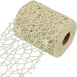 trendmarkt24 Tischläufer Netzoptik Creme 9,5cm x 10m Dekoband Uni mit Crash Netz Optik Polyester Tischvlies Tischband Ideal für Hochzeitsdekoration Konfirmation Kommunion Taufe Tischdeko | 3934646