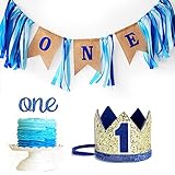 1. Geburtstag Dekorationen Set Baby Boy Happy First Birthday Party Supplies One Cake Topper Sackleinen Hochstuhl B