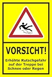 Melis Folienwerkstatt Schild Rutschgefahr Treppe - 15x10cm - Bohrlöcher - 3mm Aluverbund – 20 VAR S00018-046-C