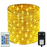RcStarry Durchmesser 3mm Lichtschlauch Außen, 30M 300 LEDs Schlauch lichterkette IP65 Wasserdicht, Strombetrieben Lichtschlauch mit Fernbedienung für Innen/Außen, Hochzeit, Garten Dekolicht - Warmweiß