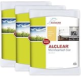 ALCLEAR 950006_3 3-er Set Microfasertuch Star Spezialtuch für Bad und Küche, entfernt Kalkränder, 40 x 45 cm, weiß