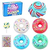 4 Stück Macarons Schleimkuchen DIY Ton Schleim Baumwolle Schlamm Schleim Kits Dekompression Spielzeug Plastilin Poke Flauschiger Schlamm für Kinder Grün Lila R