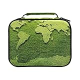JUYONSEN Green Grass Federmäppchen mit Weltkarten-Motiv, großes Fassungsvermögen, Grü