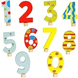 alles-meine.de GmbH 10 TLG. Set: Geburtstagszahlen - Holz - Zahlen von 0 bis 9 - Zahlenstecker - für Geburtstagsring / Geburtstagszug / Geburtstagskranz - Kinder bunt / blau - g