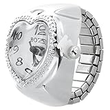 Taschen-Finger-Ring-Uhr - SODIAL(R) Silber-Ton Quarz Herz Taschen-Finger-Ring-U